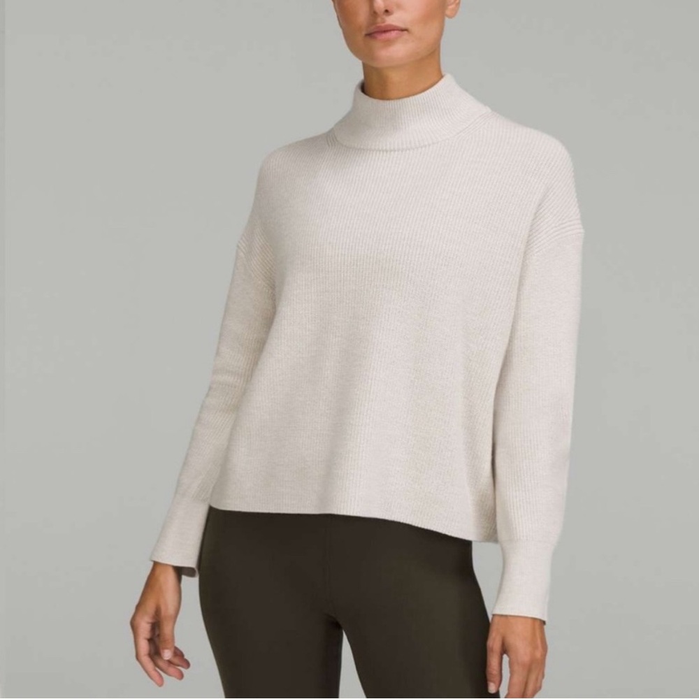 Lululemon Merino Wool-Blend Ribbed Turtleneck Sweater.